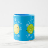 Cute happy lemon limoen illustratie tweekleurige koffiemok (Center)