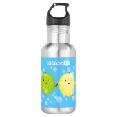Cute happy lemon limoen illustratie waterfles  (Voorkant)