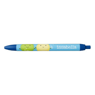 Cute happy lemon limoen illustratie zwarte inkt pen