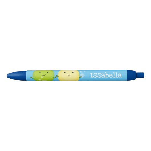 Cute happy lemon limoen illustratie zwarte inkt pen (Voorkant)
