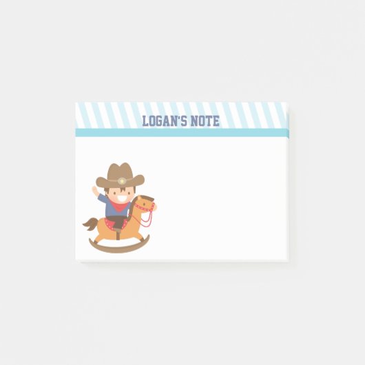 Cute Happy Little Cowboy op Rocking Horse Post-it® Notes (Voorkant)