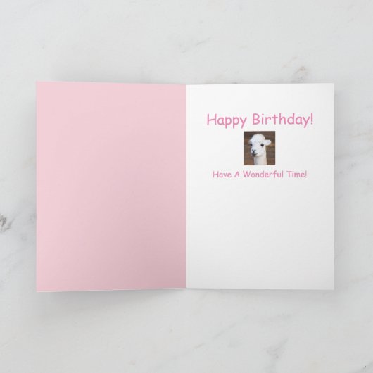 Cute Happy Llama Birthday Kaart (Binnen)