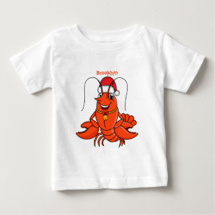 Cute happy lobster met kerstpet cartoon