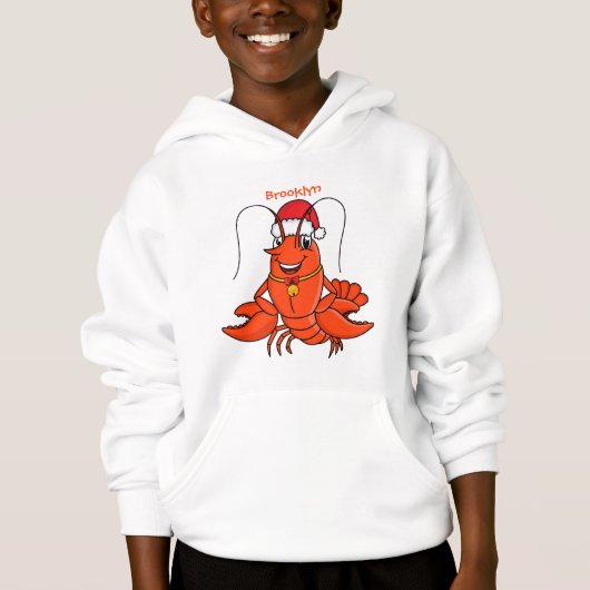 Cute happy lobster met kerstpet cartoon (Voorkant)