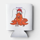 Cute happy lobster met kerstpet cartoon blikjeskoeler (Achterkant)