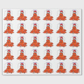 Cute happy lobster met kerstpet cartoon cadeaupapier (Vlak)
