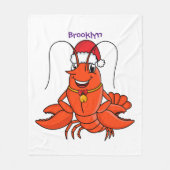 Cute happy lobster met kerstpet cartoon fleece deken (Voorkant)