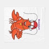 Cute happy lobster met kerstpet cartoon fleece deken (Voorkant (Horizontaal))