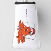 Cute happy lobster met kerstpet cartoon golfheadcover (Draai 90)
