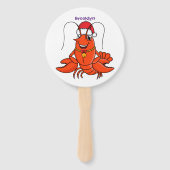 Cute happy lobster met kerstpet cartoon handwaaier (Achterkant)