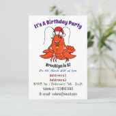 Cute happy lobster met kerstpet cartoon kaart (Staand voorkant)