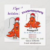 Cute happy lobster met kerstpet cartoon kaart (Voorkant / Achterkant)