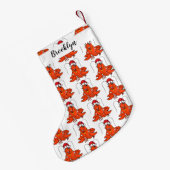 Cute happy lobster met kerstpet cartoon kleine kerstsok (Achterkant (Hangend))
