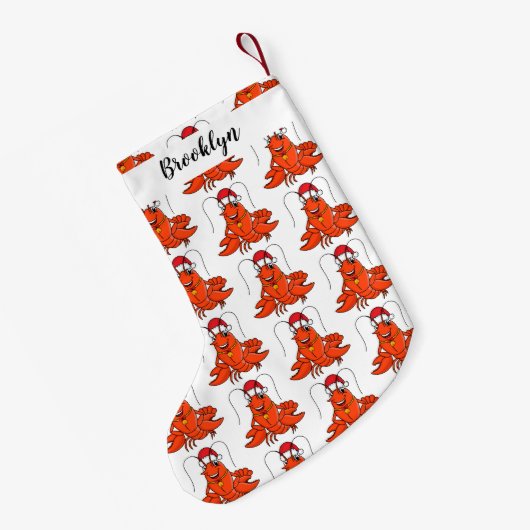 Cute happy lobster met kerstpet cartoon kleine kerstsok (Achterkant (Hangend))