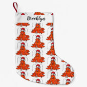 Cute happy lobster met kerstpet cartoon kleine kerstsok (Voorkant)