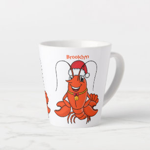 Cute happy lobster met kerstpet cartoon latte mok