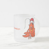 Cute happy lobster met kerstpet cartoon matglas koffiemok (Voorkant rechts)