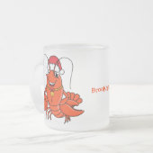 Cute happy lobster met kerstpet cartoon matglas koffiemok (Voorkant links)