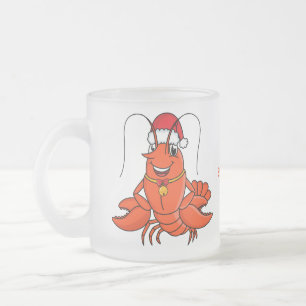 Cute happy lobster met kerstpet cartoon matglas koffiemok