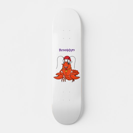 Cute happy lobster met kerstpet cartoon persoonlijk skateboard (Voorkant)