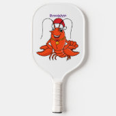 Cute happy lobster met kerstpet cartoon pickleball paddle (Achterkant)