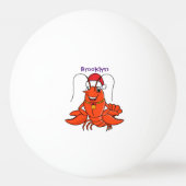 Cute happy lobster met kerstpet cartoon pingpongbal (Achterkant)