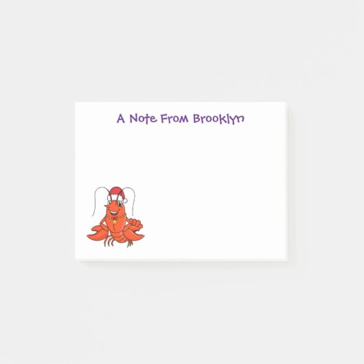 Cute happy lobster met kerstpet cartoon post-it® notes (Voorkant)