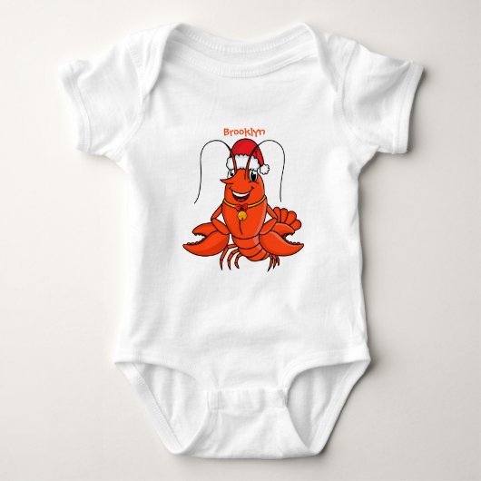 Cute happy lobster met kerstpet cartoon romper (Voorkant)