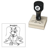 Cute happy lobster met kerstpet cartoon rubberstempel (Gestempeld)