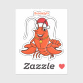 Cute happy lobster met kerstpet cartoon sticker (Vel)