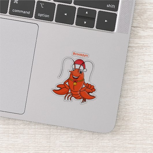 Cute happy lobster met kerstpet cartoon sticker (Detail)