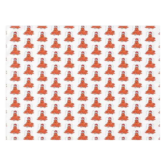 Cute happy lobster met kerstpet cartoon tafelkleed (Voorkant (Horizontaal))