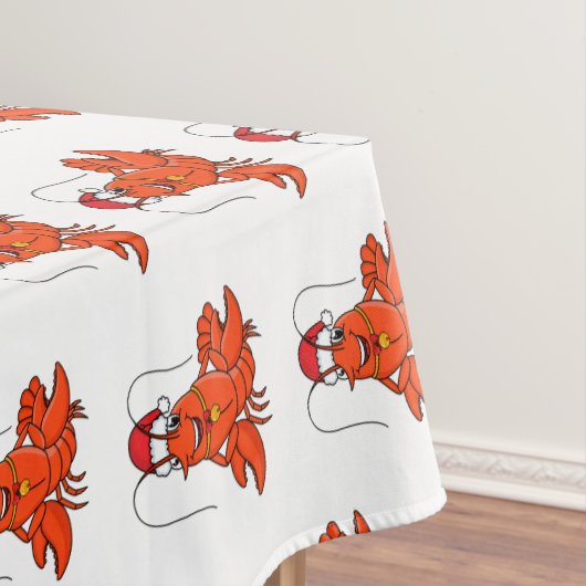 Cute happy lobster met kerstpet cartoon tafelkleed (Voorbeeld)