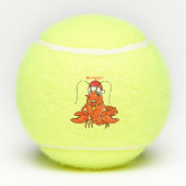 Cute happy lobster met kerstpet cartoon tennisballen (Achterkant)