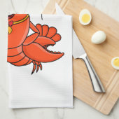 Cute happy lobster met kerstpet cartoon theedoek (Quarter Fold)