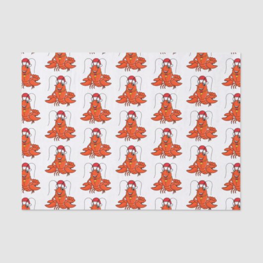 Cute happy lobster met kerstpet cartoon tissuepapier (Voorkant)