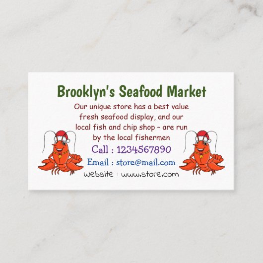 Cute happy lobster met kerstpet cartoon visitekaartje (Voorkant)