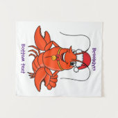 Cute happy lobster met kerstpet cartoon wandkleed (Voorkant (horizontaal))