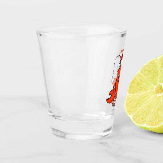 Cute happy lobster wearing Christmas hat cartoon Shot Glas (Links)