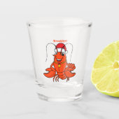 Cute happy lobster wearing Christmas hat cartoon Shot Glas (Voorkant)