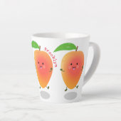 Cute happy mango cartoon illustratie latte mok (Rechterhoek)