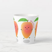 Cute happy mango cartoon illustratie latte mok (Voorkant)