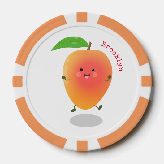 Cute happy mango cartoon illustratie poker chips (Voorkant)