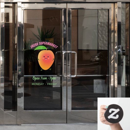 Cute happy mango cartoon illustratie raamsticker (Kantoordeur)