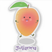 Cute happy mango cartoon illustratie sticker (Voorkant)
