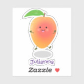 Cute happy mango cartoon illustratie sticker (Vel)