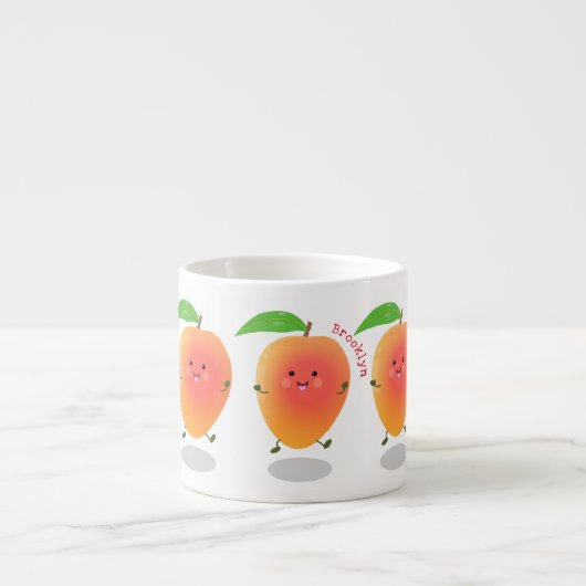 Cute happy mango cartoon illustration espresso kop (Voorkant)