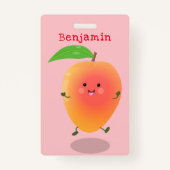 Cute happy mango yellow cartoon illustratie badge (Achterkant)