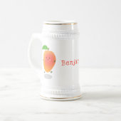 Cute happy mango yellow cartoon illustratie bierpul (Voorkant links)