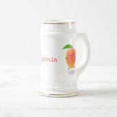 Cute happy mango yellow cartoon illustratie bierpul (Voorkant rechts)